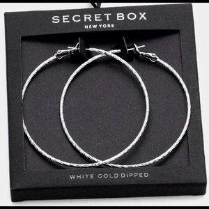 White gold glitter hoops